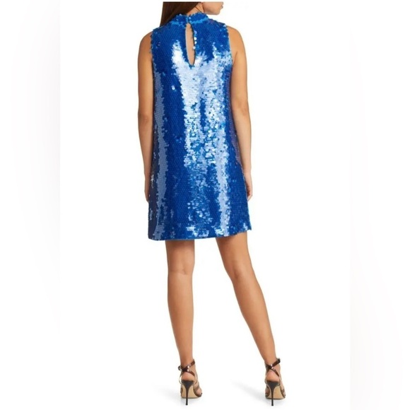 New! CIEBON Anita Bow Paillette Sequin Sleeveless Mini Shift Dress 💙 Small NWT! - Picture 4 of 15